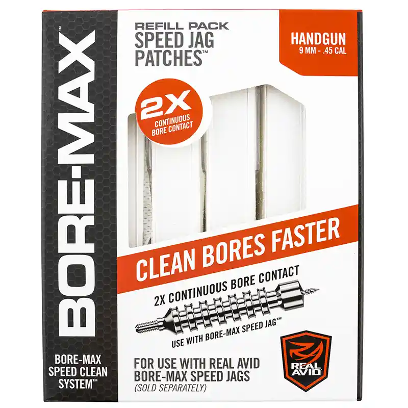 Real Avid Bore-Max Speed Jag Patches Refill 9mm/45 Cal Handgun 250/Box