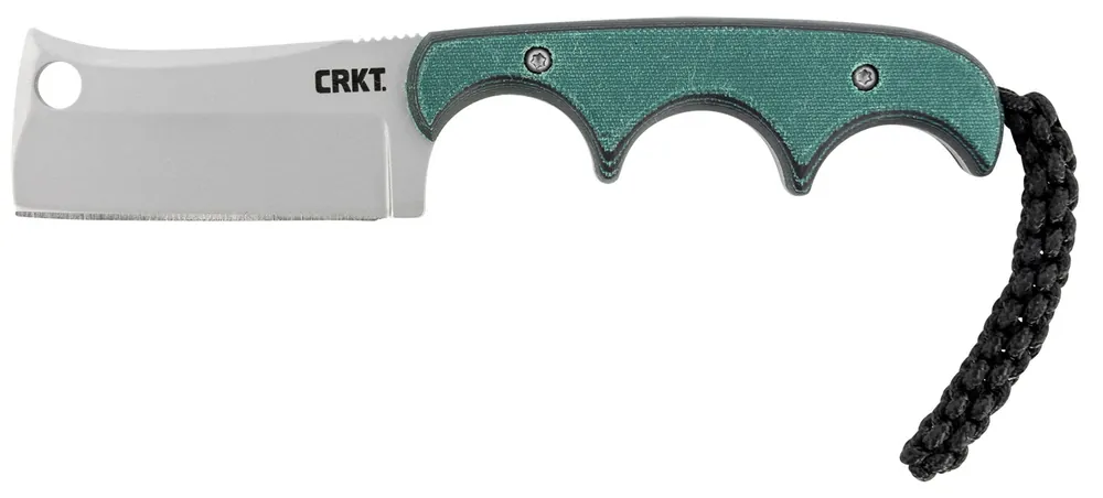 CRKT Minimalist 2.13" Fixed Cleaver Plain Bead Blasted 5Cr15MoV SS Blade/ Green Contoured Resin Infused Fiber Handle Includes Lanyard/Sheath