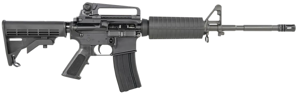 Bushmaster M4 Patrolman 5.56 NATO 30+1 16" Alum Flat Top Rec Detach Carry Handle A2 Front Sight Adj Stock Black 0010004BLK