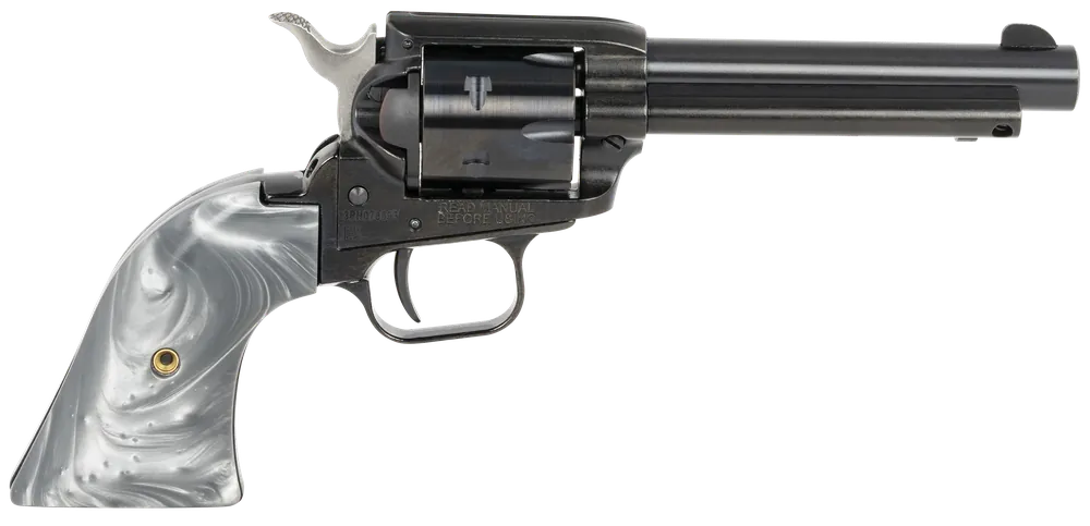 Heritage Mfg RR22B4GPRL Rough Rider 22 LR Caliber with 4.75" Barrel, 6rd Capacity Cylinder, Overall Black Metal Finish & Gray Pearl Grip