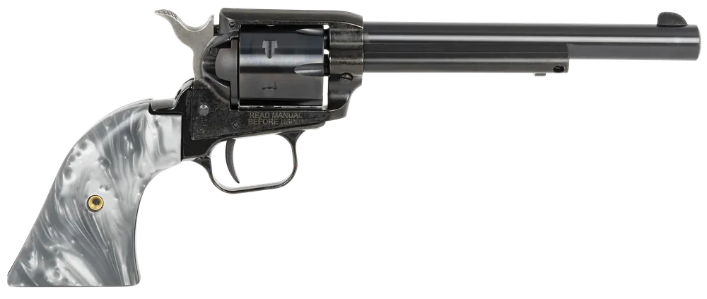 Heritage Mfg RR22B6GPRL Rough Rider 22 LR Caliber with 6.50" Barrel, 6rd Capacity Cylinder, Overall Black Metal Finish & Gray Pearl Grip