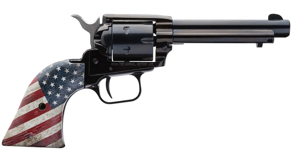 Heritage Mfg Rough Rider US Flag 22 LR 6 Shot, 4.75" Black Oxide Steel Barrel, Black Oxide Zinc Alloy Frame, Black Oxide Cylinder