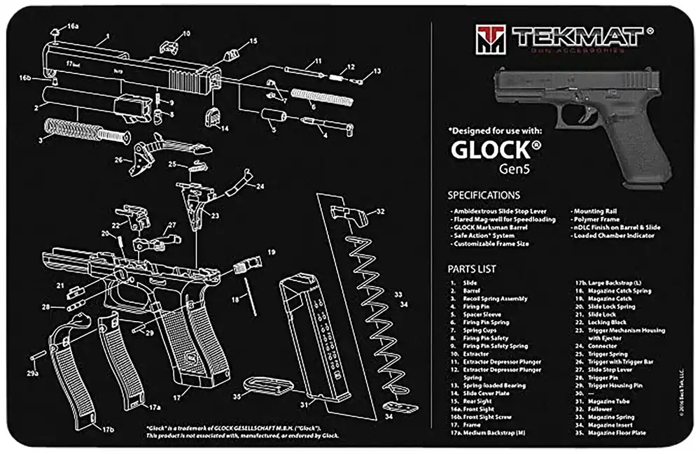 TekMat Glock Gen 5 Ultra 20 Cleaning Mat 15 x 20""