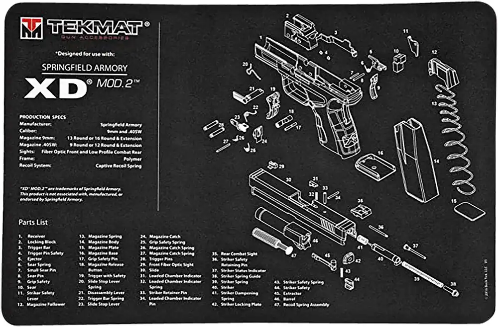 TekMat Springfield Armory XD MOD.2 Cleaning Mat 17 x 11""