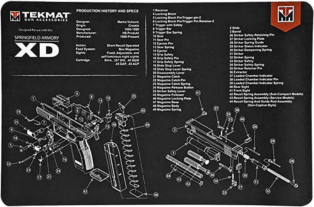 TekMat Springfield Armory XD Cleaning Mat 17 x 11""