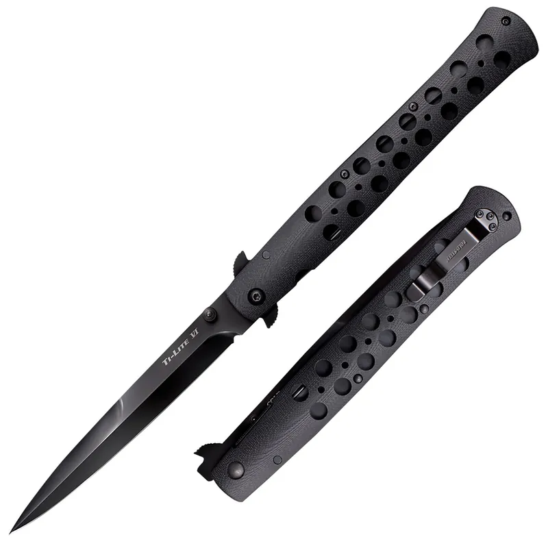 Cold Steel Ti-Lite 6" Folding Spear Point Plain Black w/DLC Cooating S35VN SS Blade/4.75" Black G10 Handle