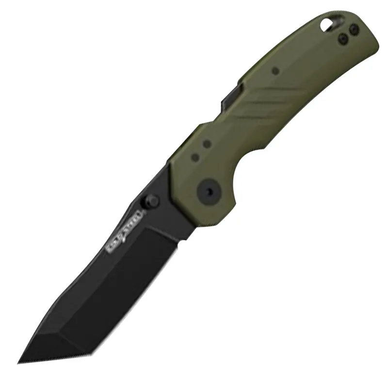 Cold Steel Engage 3" Folding Tanto Plain Black PVD Stonewashed 4116 SS Blade 4.11" OD Green GFN Handle