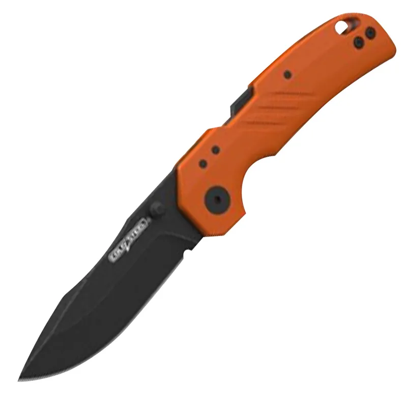 Cold Steel Engage 3" Folding Tanto Plain Black PVD Stonewashed 4116 SS Blade 4.11" Orange GFN Handle Includes Belt Clip