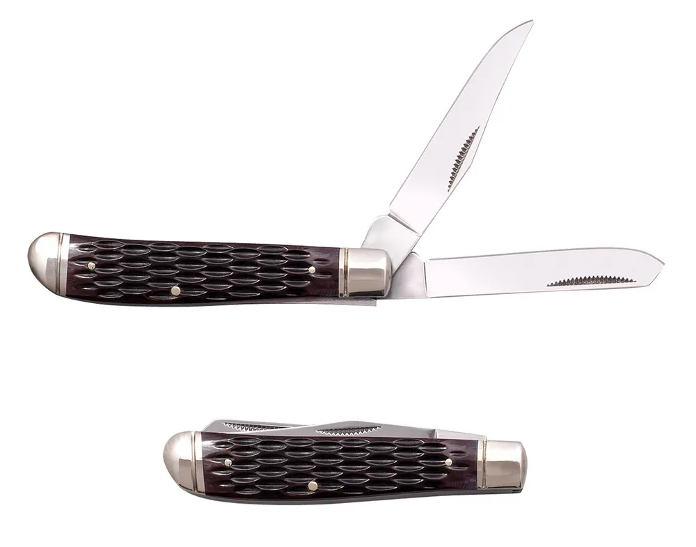 Cold Steel Trapper Mini 2.60"/2.70" Folding Clip/Spey Plain SS Blade Brown Handle