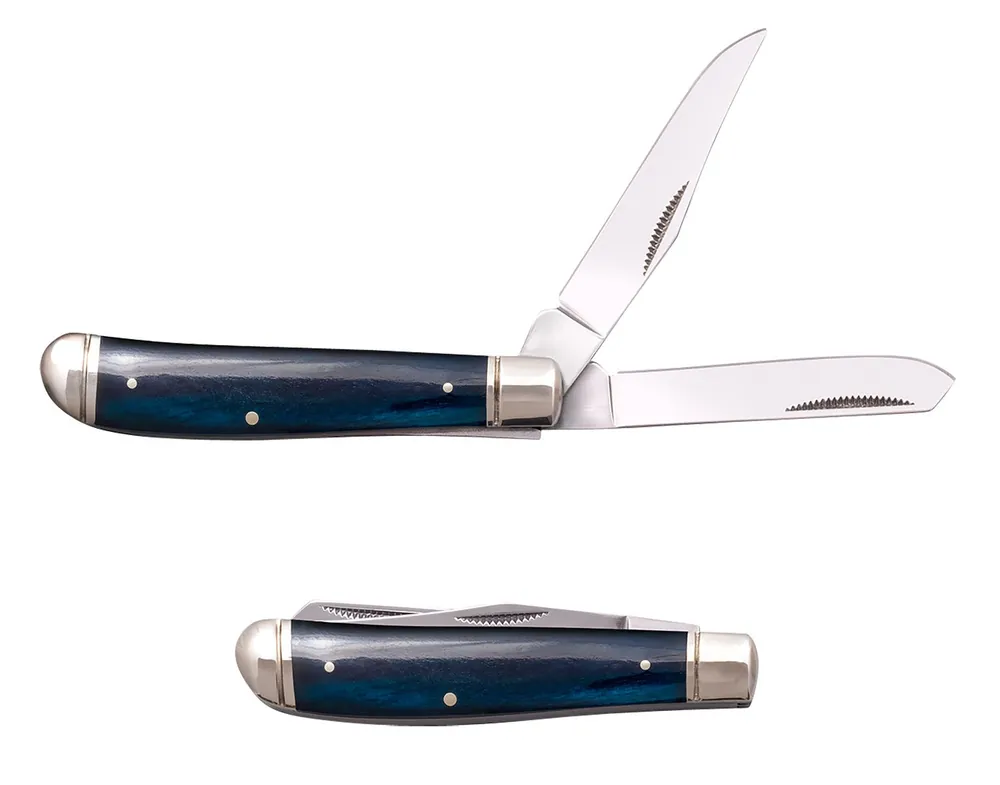 Cold Steel Trapper Mini 2.60"/2.70" Folding Clip/Spey Plain SS Blade Dark Blue Handle