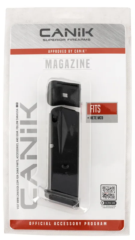 Canik MC9 10rd 9mm Magazine Fits Canik MC9 w/ Finger Rest Black Steel