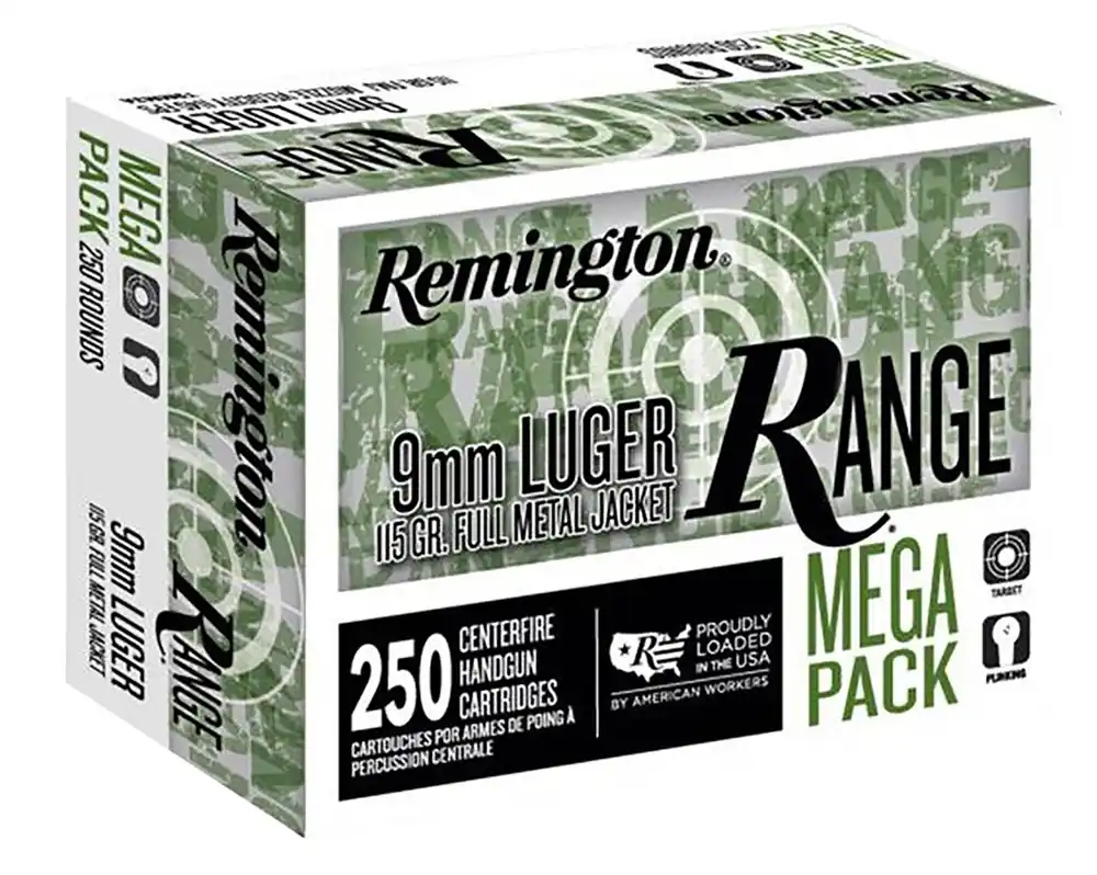 Remington Range Mega Pack 9mm Luger 115 Gr. Full Metal Jacket 250/Box