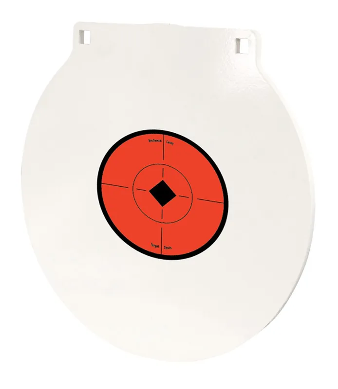 Birchwood Casey Round Steel Target Plate 10" Centerfire Rifle/Handgun Target Black/Red/White NM500 Steel Hanging