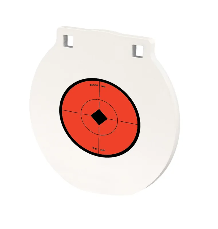 Birchwood Casey Round Steel Target Plate 8" Centerfire Rifle/Handgun Target Black/Red/White Steel Hanging