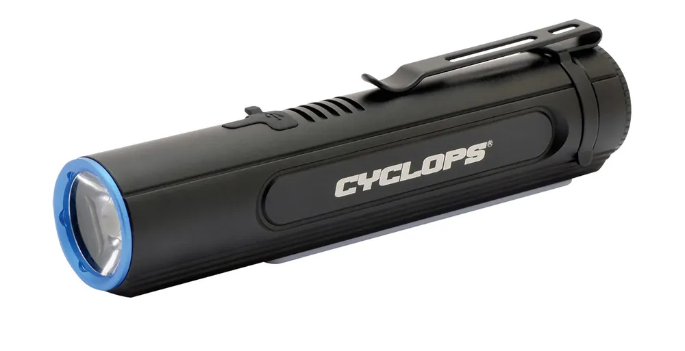 Cyclops Flashlight w/COB Utility Light Black Aluminum 240 Meters Beam Distance