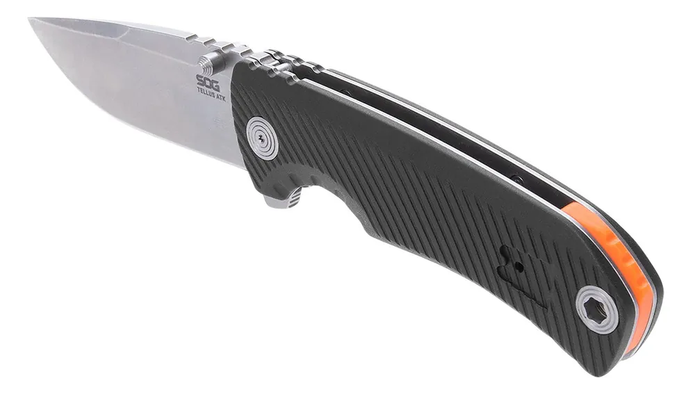 S.O.G Tellus ATK 3.50" Folding Clip Point Plain Stonewashed Cryo 440C SS Blade