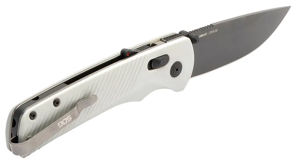 S.O.G Flash AT 3.45" Folding Straight Back Plain TiNi Cryo D2 Steel Blade Concrete Gray Textured GRN Handle