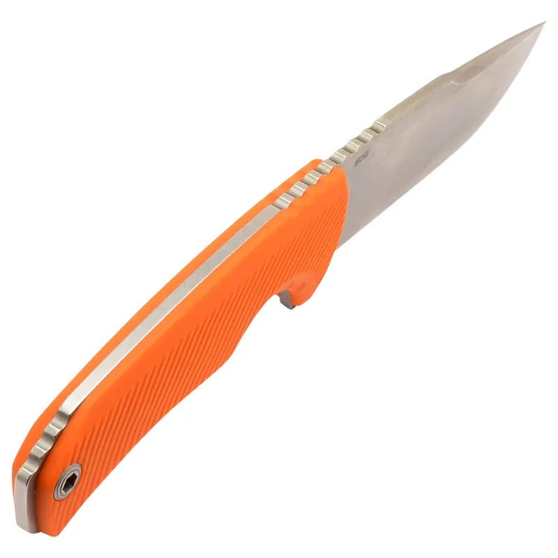 S.O.G Tellus FX 4.20" Fixed Clip Point Plain Stonewashed Cryo 440C SS Blade Blaze Orange Textured GRN Handle