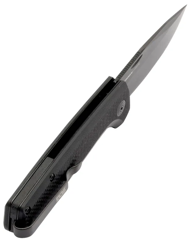 S.O.G Terminus SJ 2.90" Folding Clip Point Plain Stonewashed Cryo D2 Steel Blade Blackout G10 Handle Includes Belt Clip