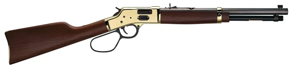 Henry Side Gate Carbine 44 Mag/44 Special Rifle 7+1 16.50" Blued Octagon Barrel, Polished Brass Rec, American Walnut Stock H006GR