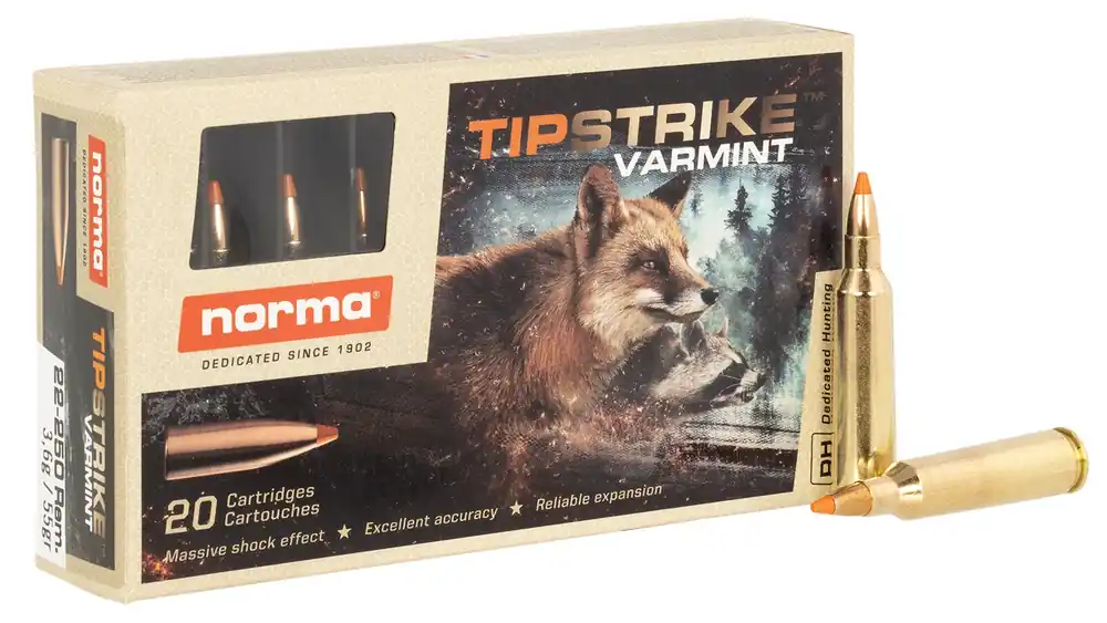 Norma Ammunition Dedicated Hunting Varmint 22-250 Rem. 55 Gr. Polymer Tip 20/Box