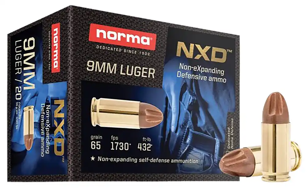 Norma Ammunition Self Defense NXD 9mm Luger 65 Gr. Injection Molded Copper Projectile 20/Box