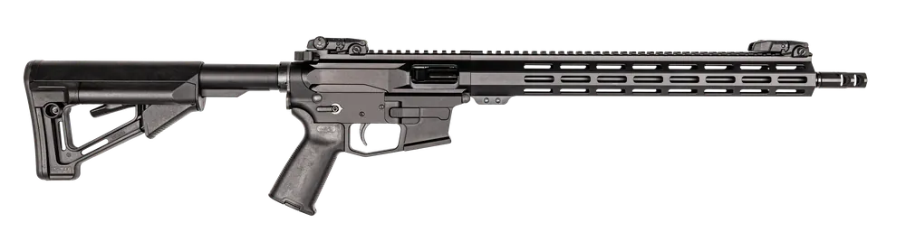 ArmaLite M-15 PDW 9mm 33+1 16" STR Adj Stock Alum Rec MBUS Sights Muzzle Brake Glock Mag Compatible Black M15PDW916