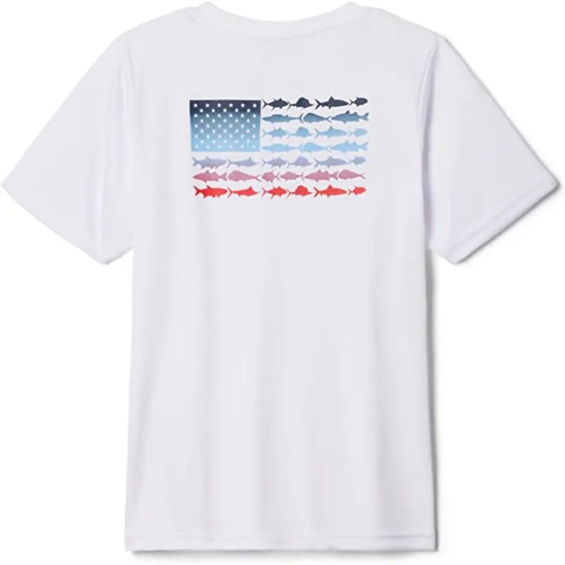 Columbia Boys‘ PFG Terminal Tackle Fish Flag T-Shirt-White