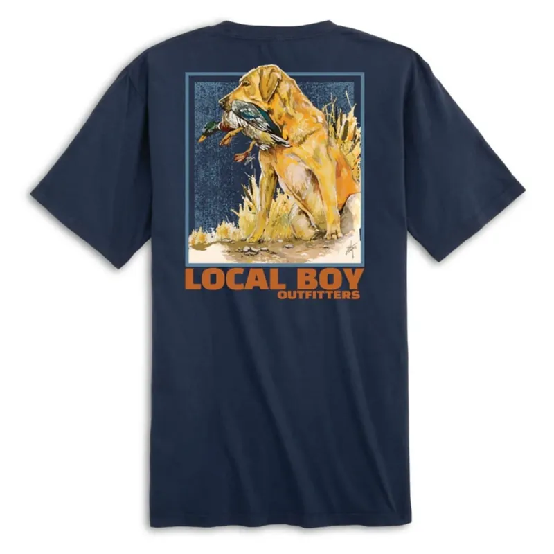 Local Boy Outfitters Men‘s Blue Moon & Yellow Lab T-Shirt-China Blue