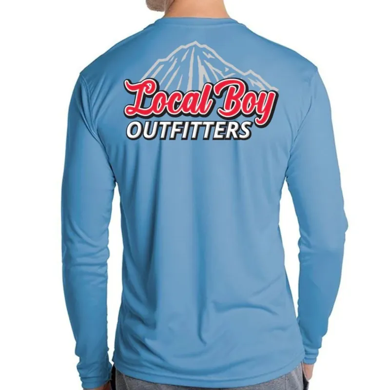Local Boy Outfitters Men‘s Coors Mountain L/S Graphic Performance Shirt-Columbia Blue