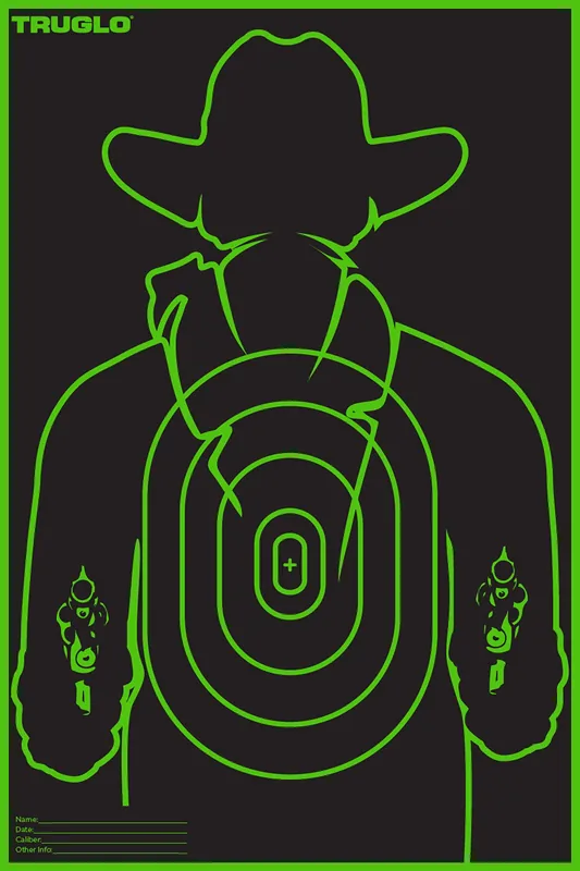 TruGlo Tru-See Gunslinger Target Black/Green Self-Adhesive Heavy Paper Universal Fluorescent Green 6 Pack