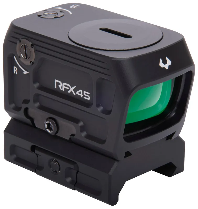Viridian RFX45 Reflex Sight 5 MOA Green Dot Auto Off 10 Brightness Settings Low Picatinny Mount Alum Body 9810059