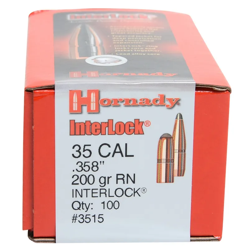 Hornady InterLock 35 Cal 200 gr Round Nose 100/Box 3515