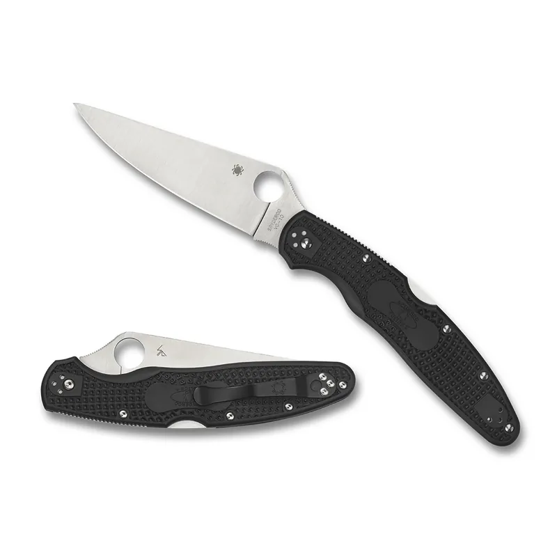 Spyderco Police 4 Lightweight 4.39" Folding Plain Satin SS Blade Black Textured FRN Handle