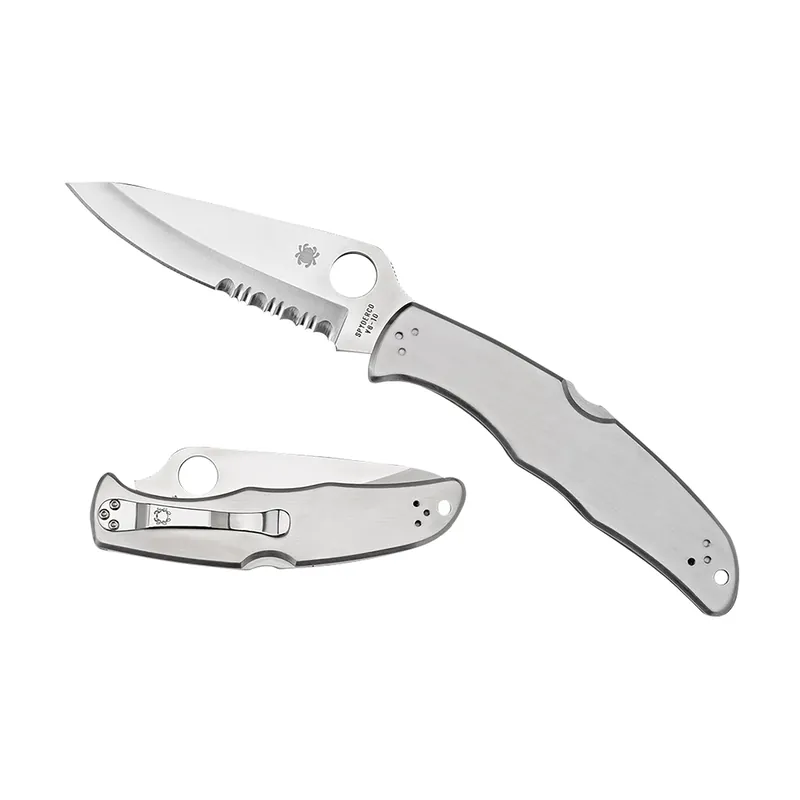 Spyderco Endura 4 3.85" Folding Plain Satin VG-10 SS Blade Satin Stainless Steel Handle Includes Pocket Clip