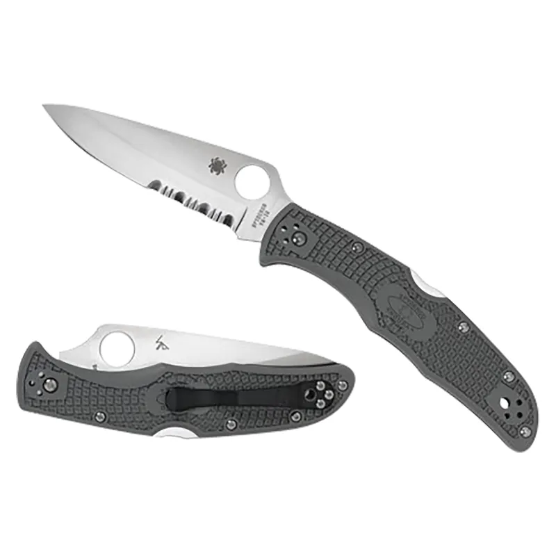 Spyderco Endura 4 Lightweight 3.75" Folding Part Serrated Satin VG-10 SS Blade