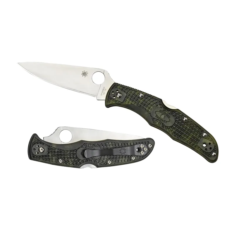 Spyderco Endura 4 Lightweight 3.80" Folding Plain Satin VG-10 SS Blade Zome Green Bi-Directional Texturing FRN Handle