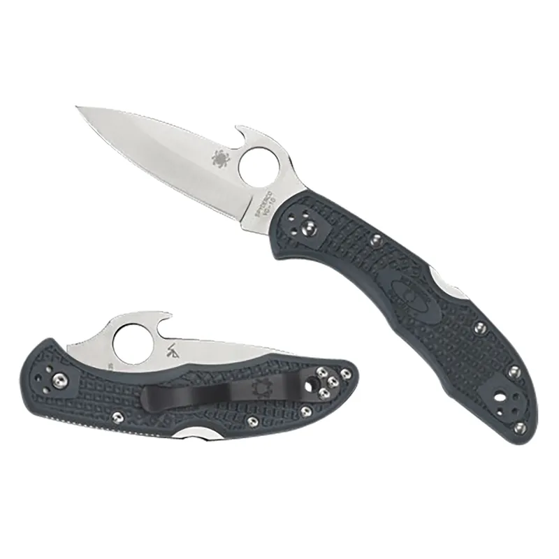 Spyderco Delica 4 Lightweight Plain Folding Emerson Opener Blade Bi-Directinal Texturing Handle
