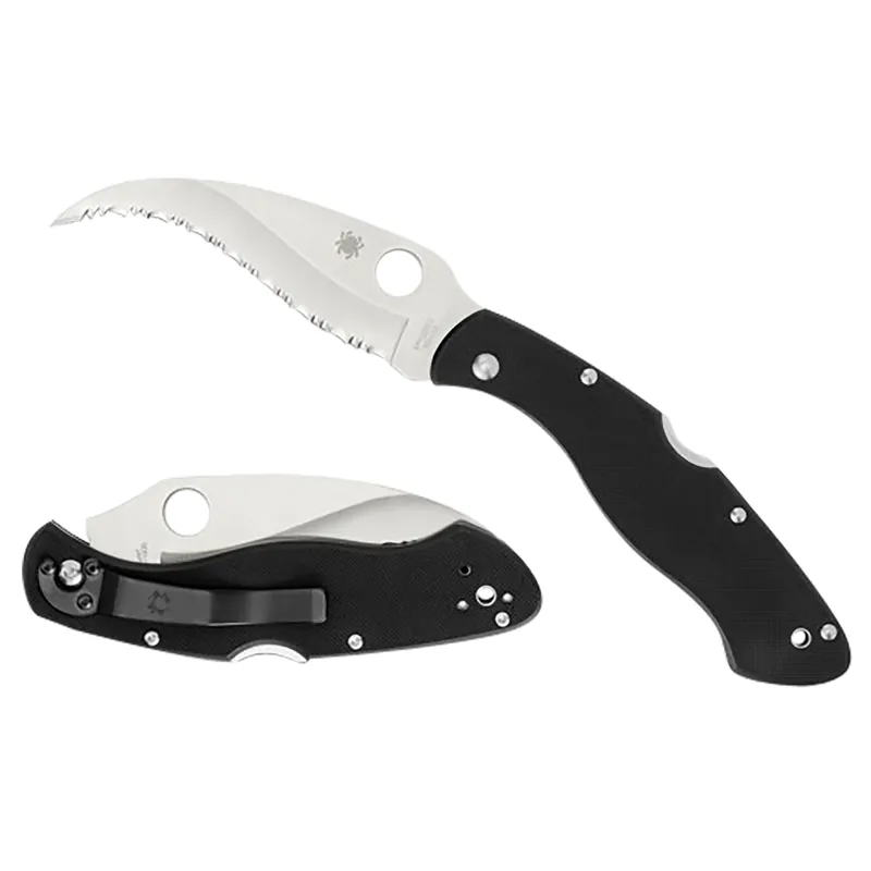 Spyderco Civilian CLIPIT 4.09" Folding Serrated Satin VG-10 SS Blade Black Textured G10 Handle Includes Pocket Clip