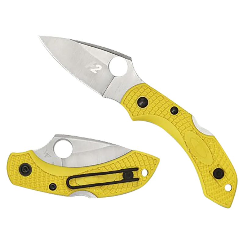Spyderco Dragonfly 2 Salt 2.25" Folding Plain Stonewashed H1 Steel Blade/ Yellow Textured FRN Handle