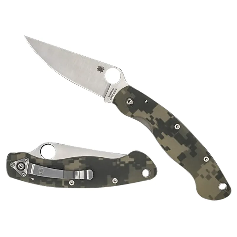 Spyderco Military 4" Folding Clip Point Plain Stonewashed CPM S30V SS Blade Digital Camo G10 Handle