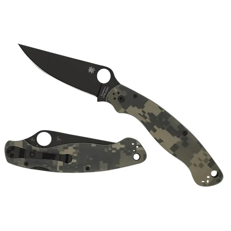 Spyderco Military 2 4" Folding Plain Black DLC CPM S30V SS Blade Digital Camo G10 Handle Includes Pocket Clip