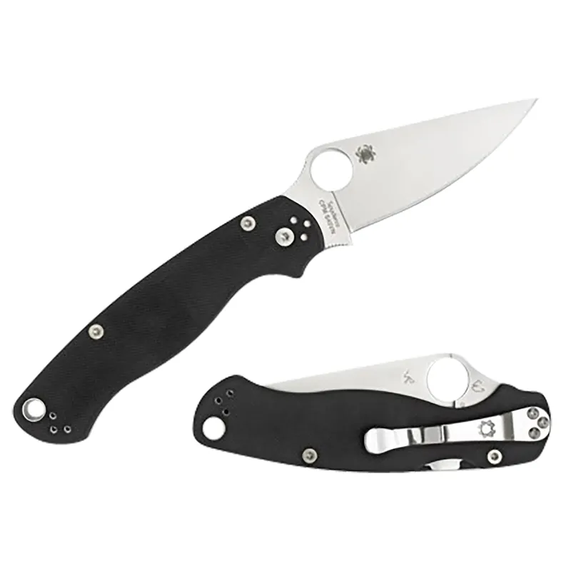 Spyderco Para Military 2 3.42" Folding Plain Satin CPM S45VN SS Blade Black Textured G10 Handle LH