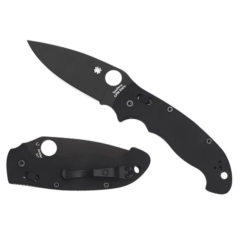 Spyderco Manix 2 XL 3.85" Folding Plain Black DLC CPM S30V SS Blade Black Textured G10 Handle