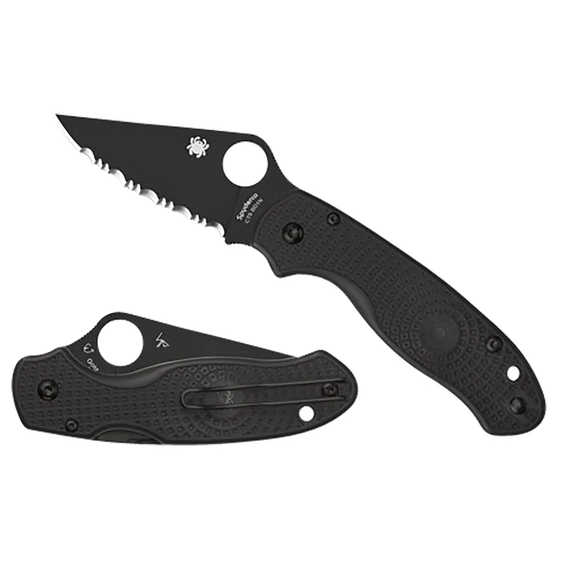 Spyderco Para 3 Lightweight 2.92" Folding Plain Black DLC CTS BD1N SS Blade Black Textured FRN Handle