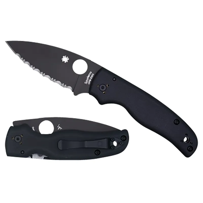 Spyderco Shaman Folding Knife 3.58" CPM S30V SS Blade 8.25" Overall Black DLC Finish Black G10 Handle Pocket Clip C229GPBK