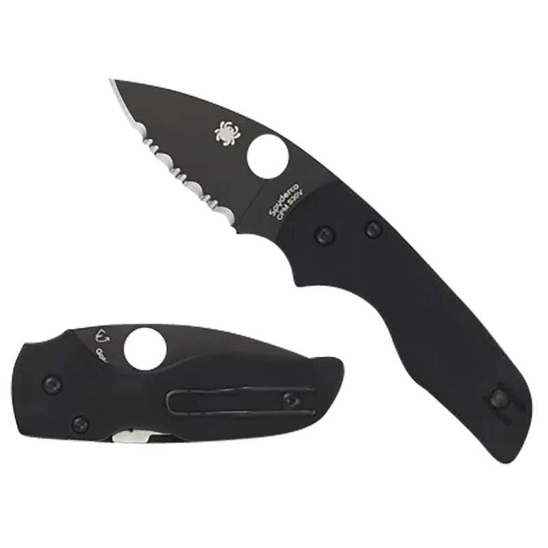 Spyderco Lil‘ Native 2.42" Folding Plain Black DLC CPM S30V SS Blade Black Textured G10 Handle
