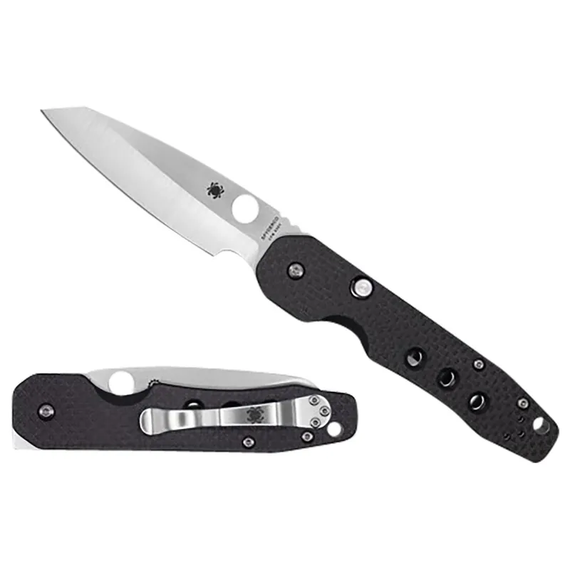 Spyderco Smock 3.39" Folding Plain Stonewashed CPM S30V SS Blade Black Textured Carbon Fiber G10 Handle
