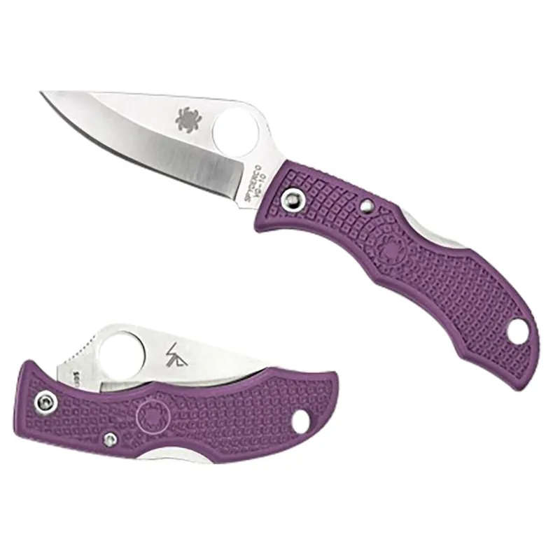 Spyderco Ladybug 3 Salt 1.94" Folding Plain Stonewashed H2 Steel Blade/Purple Handle