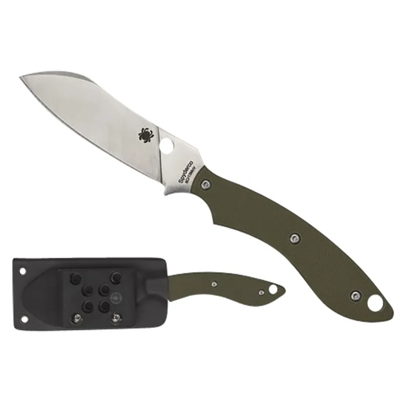 Spyderco Stok 2.95" Fixed Drop Point Plain Stonewashed 8Cr13MoV SS Blade/Olive Drab Textured G10 Handle